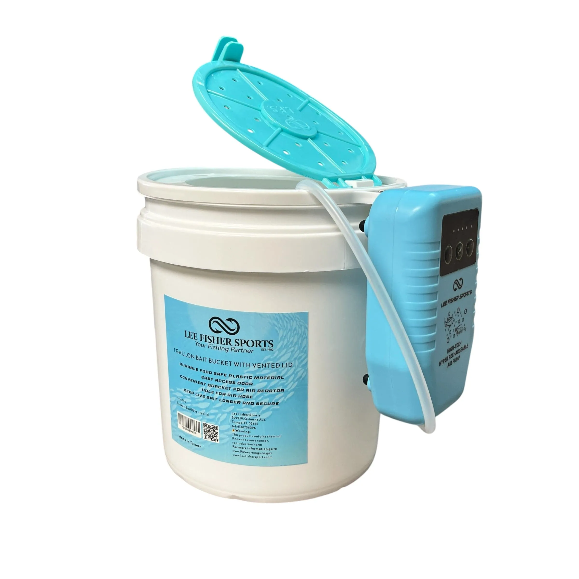 1 Gallon Bait Bucket with Vented opening lid-White