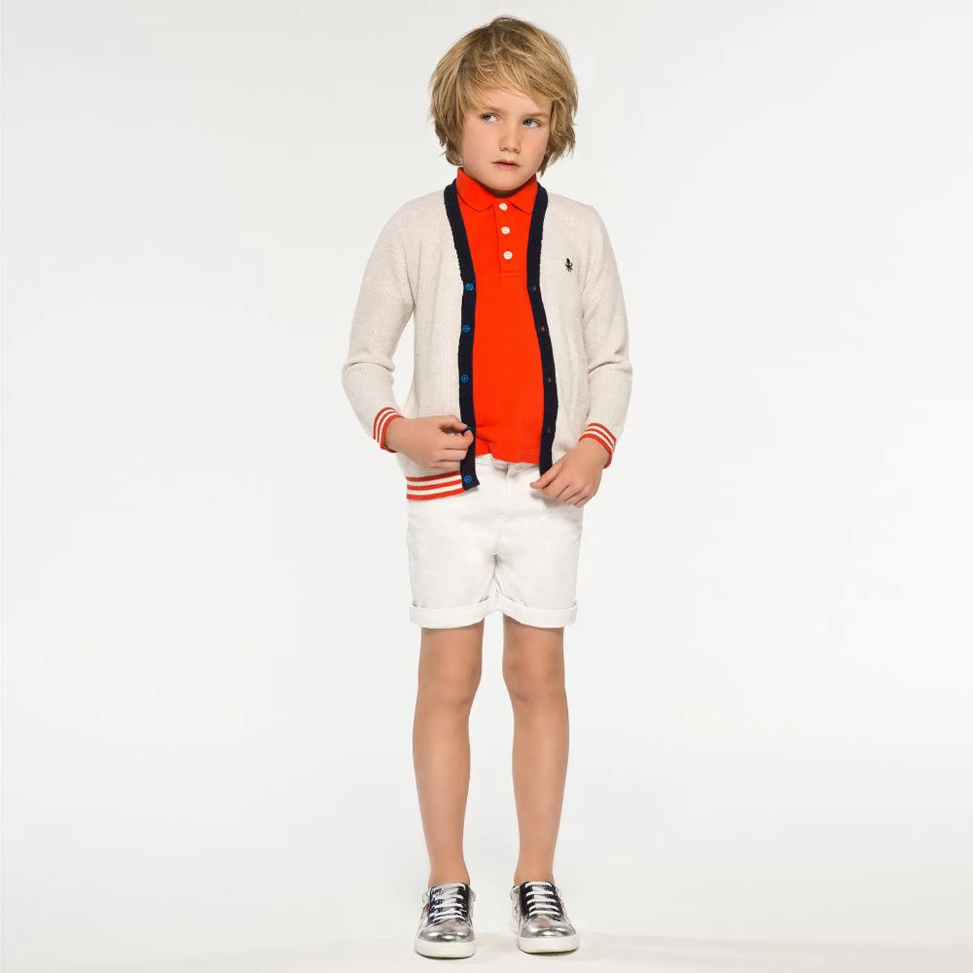 Boys Ivory Knit Cardigan