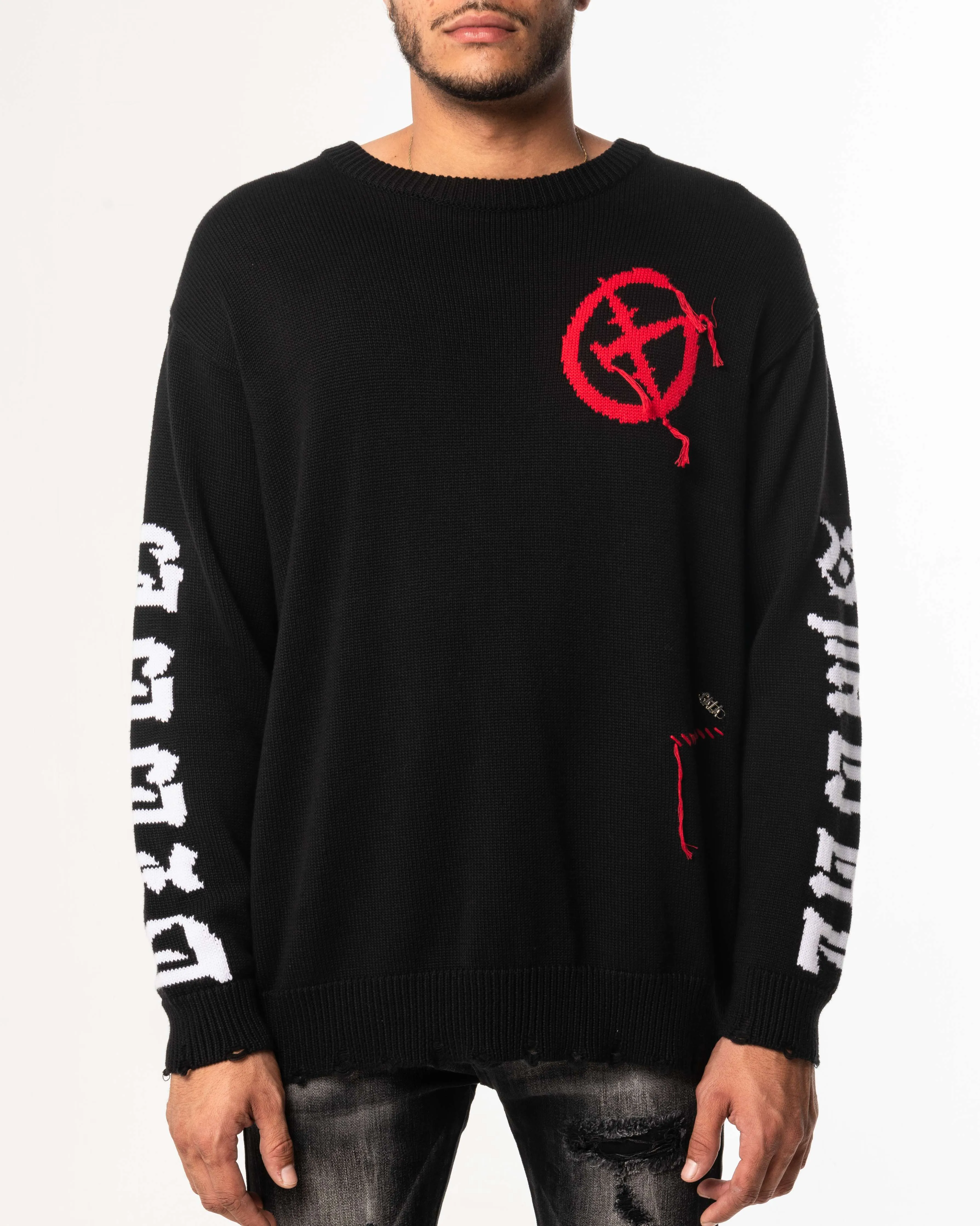 BROKEN SWEATER (BLACK/RED/WHITE)