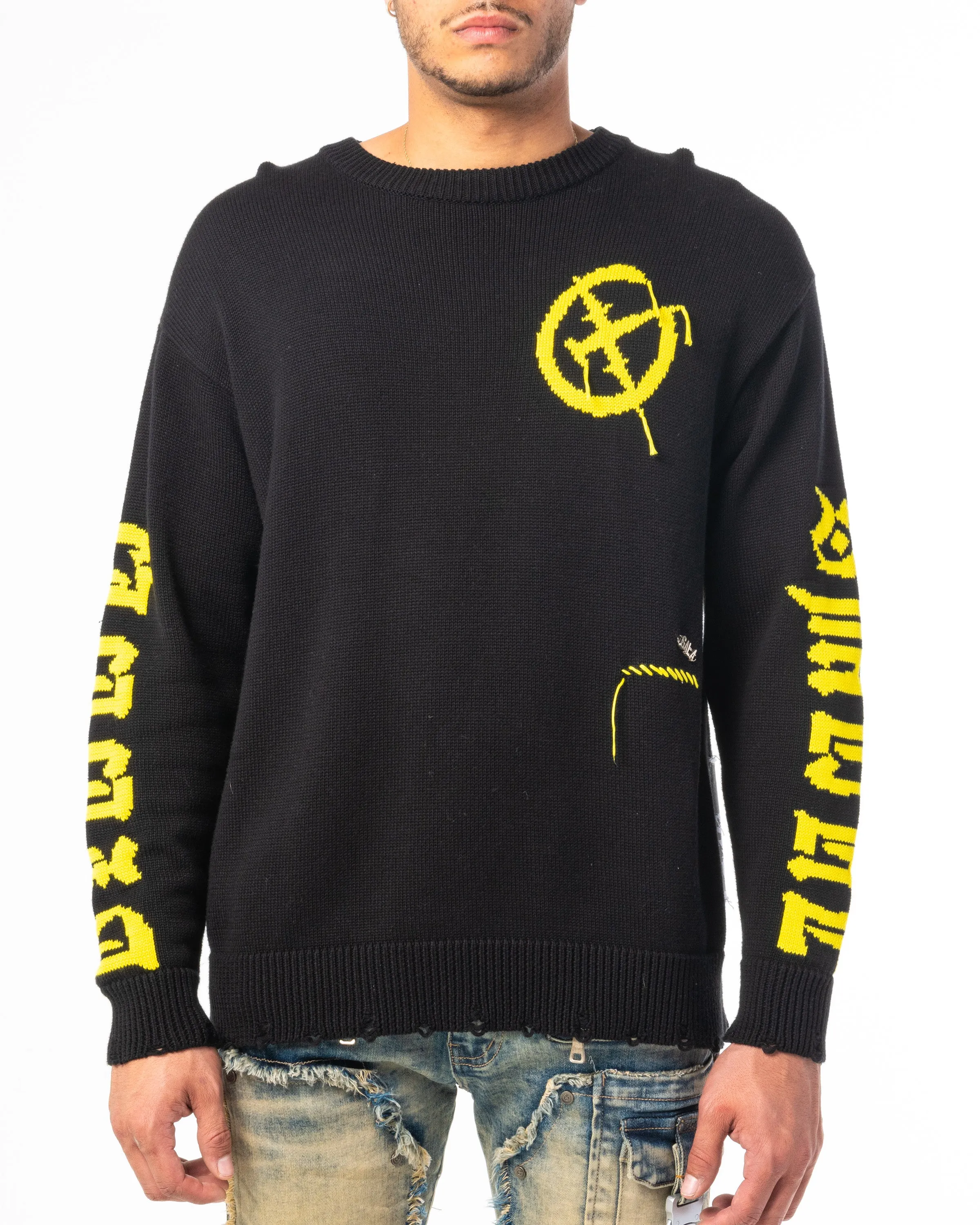BROKEN SWEATER (BLACK/YELLOW)