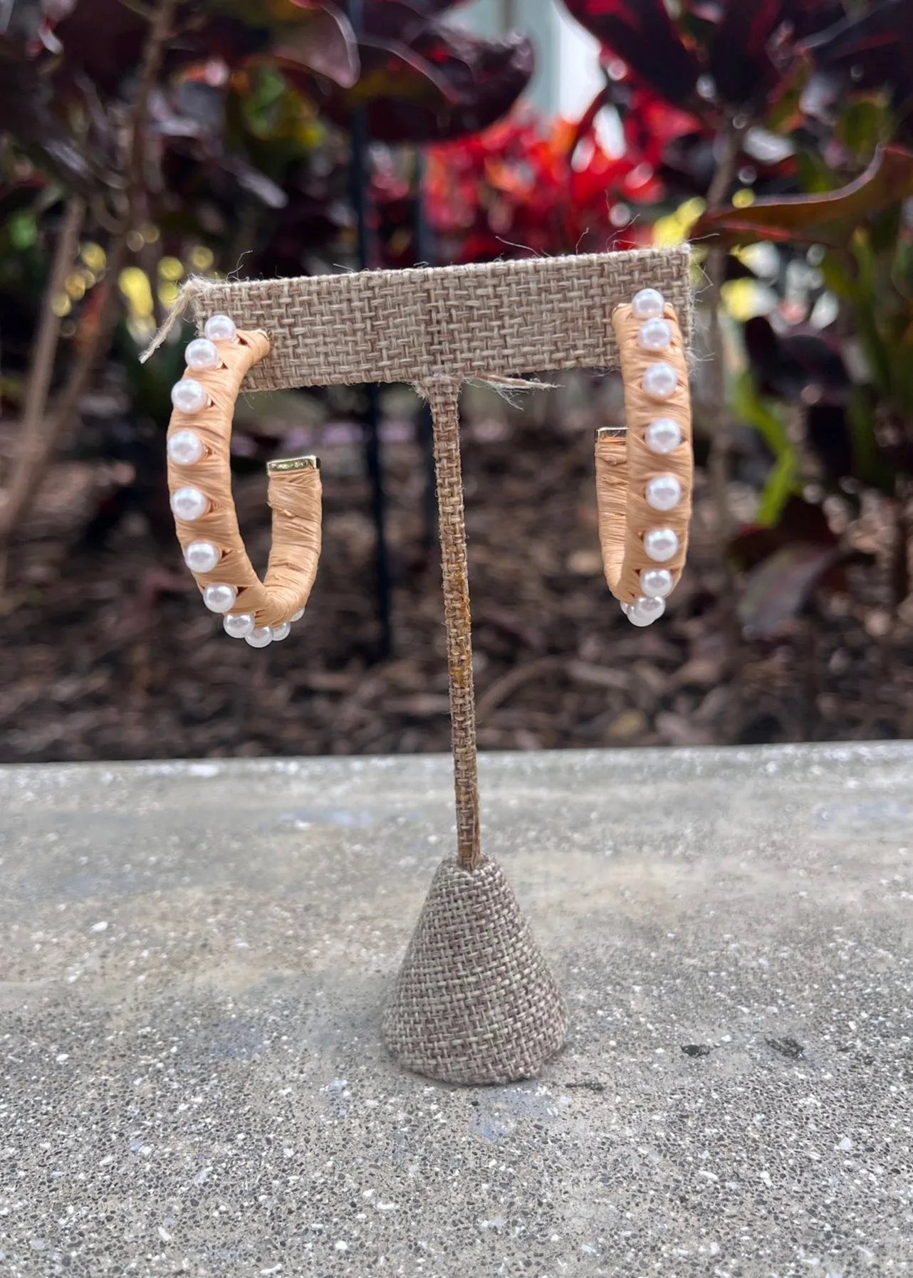 GSA Raffia Pearl Hoops