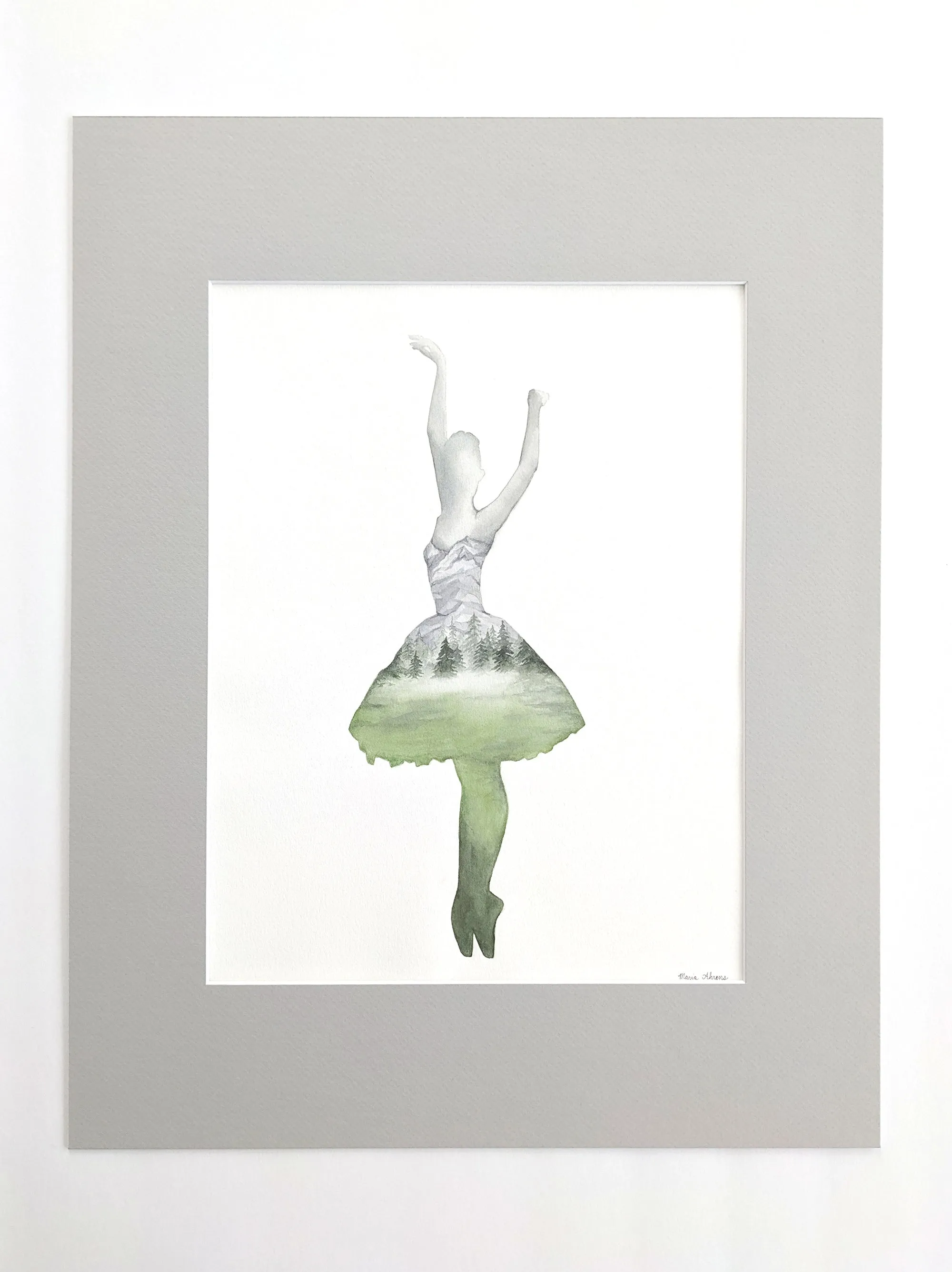Inner Peace Ballerina Original Watercolor Painting