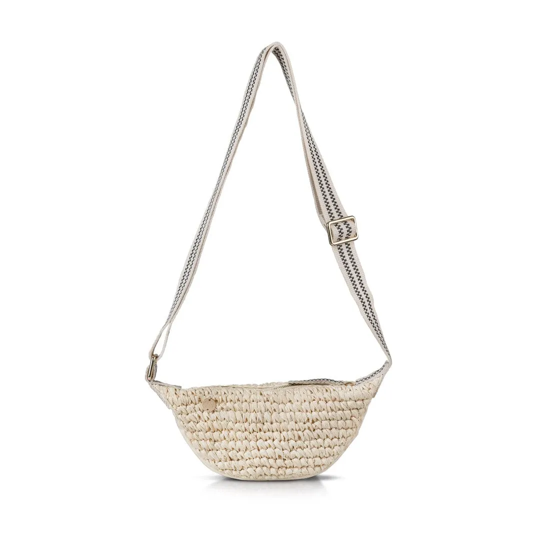 Medewi Raffia Sling Bag | Black & Cream Stripe
