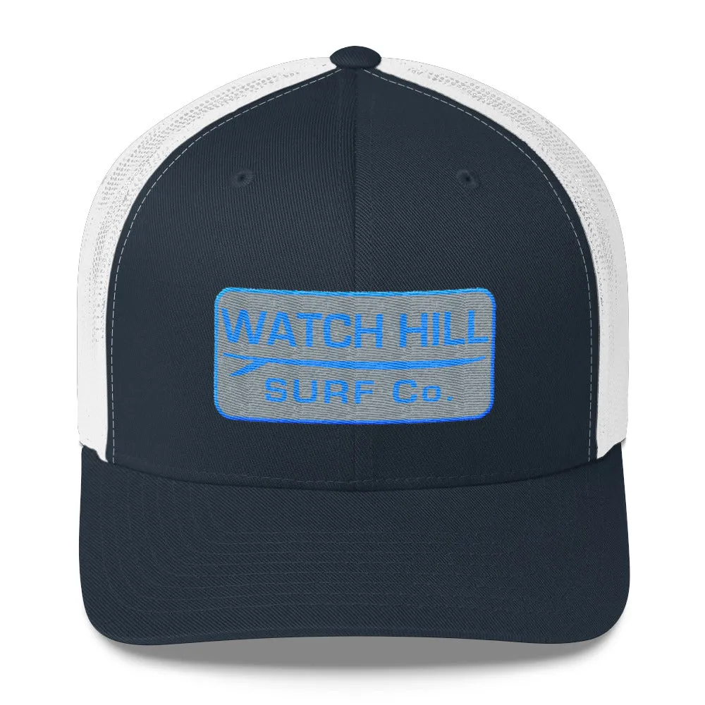Watch Hill Surf Co. 'Patch Logo' Trucker Cap (Grey/Cyan)